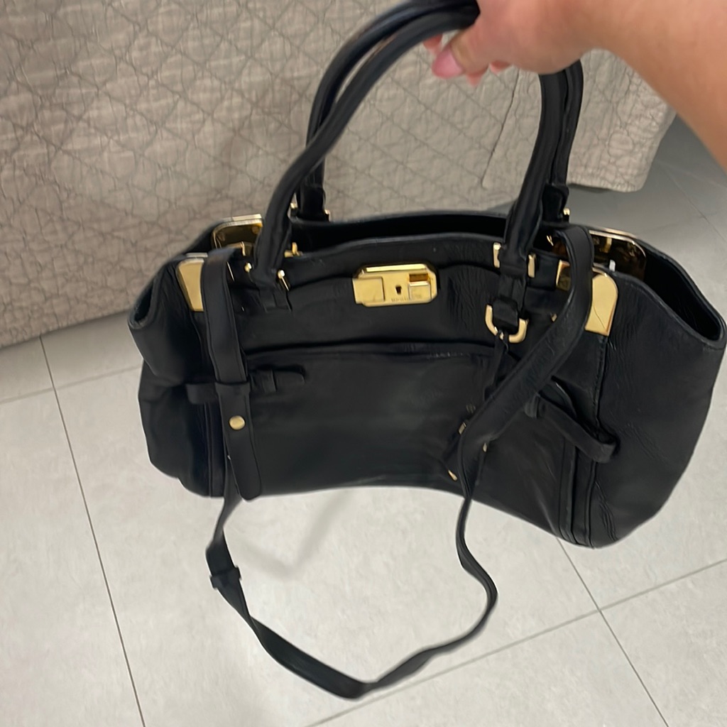 Michael Kors Black Leather Satchel Handbag
